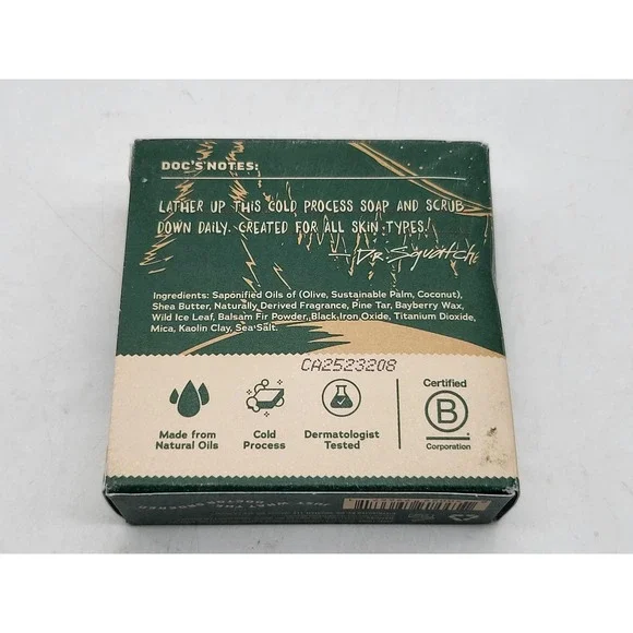 Dr. Squatch Snowy Pine Tar Men's Soap Limited Edition 5oz Balsam Fir Medium Grit - Picture 2 of 6
